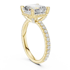 Asscher Cut Hidden Halo Engagement Ring with Pavé Diamond Band