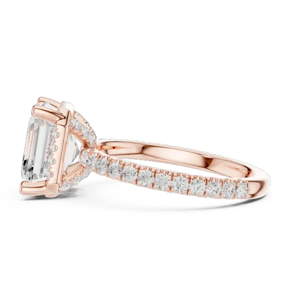 Asscher Cut Hidden Halo Engagement Ring with Pavé Diamond Band