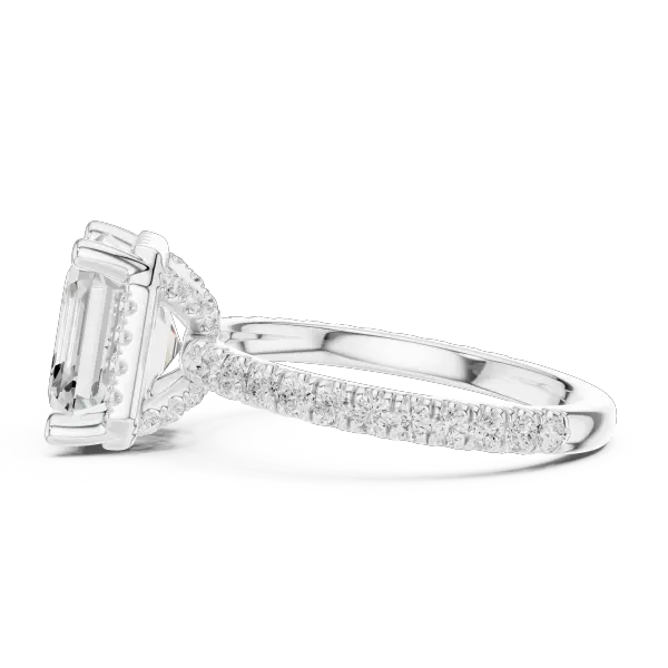 Asscher Cut Hidden Halo Engagement Ring with Pavé Diamond Band
