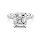 Asscher Cut Hidden Halo Engagement Ring with Pavé Diamond Band