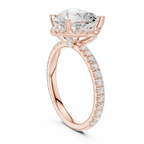 Heart Cut Hidden Halo Engagement Ring with Pavé Band in 14K White Gold