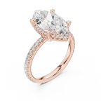 Marquise Shaped Lab Diamond Alternative Ring with Micro-Pavé Hidden Halo 10K Yellow Gold