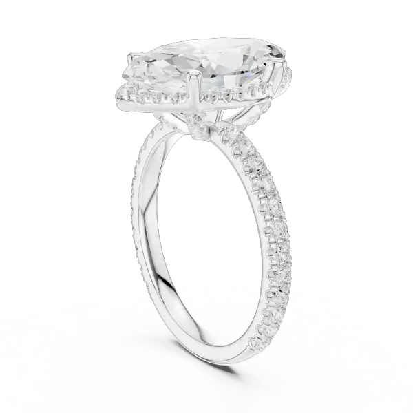 Marquise Shaped Lab Diamond Alternative Ring with Micro-Pavé Hidden Halo 10K Yellow Gold