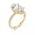 Marquise Shaped Lab Diamond Alternative Ring with Micro-Pavé Hidden Halo 10K Yellow Gold