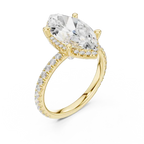 Marquise Shaped Lab Diamond Alternative Ring with Micro-Pavé Hidden Halo 10K Yellow Gold