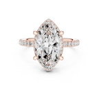 Marquise Shaped Lab Diamond Alternative Ring with Micro-Pavé Hidden Halo 10K Yellow Gold
