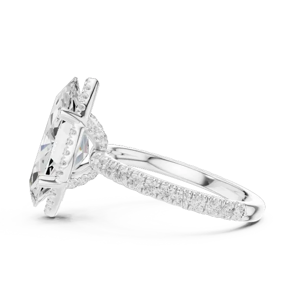Marquise Shaped Lab Diamond Alternative Ring with Micro-Pavé Hidden Halo 10K Yellow Gold