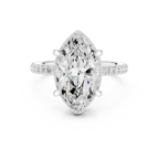 Marquise Shaped Lab Diamond Alternative Ring with Micro-Pavé Hidden Halo 10K Yellow Gold