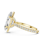 Marquise Shaped Lab Diamond Alternative Ring with Micro-Pavé Hidden Halo 10K Yellow Gold