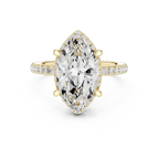 Marquise Shaped Lab Diamond Alternative Ring with Micro-Pavé Hidden Halo 10K Yellow Gold