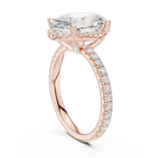 Oval Shaped Lab Diamond Alternative Ring with Micro-Pavé Hidden Halo