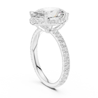 Oval Shaped Lab Diamond Alternative Ring with Micro-Pavé Hidden Halo
