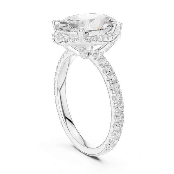 Oval Shaped Lab Diamond Alternative Ring with Micro-Pavé Hidden Halo