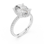 Oval Shaped Lab Diamond Alternative Ring with Micro-Pavé Hidden Halo