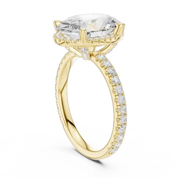 Oval Shaped Lab Diamond Alternative Ring with Micro-Pavé Hidden Halo