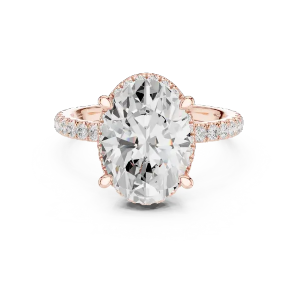 Oval Shaped Lab Diamond Alternative Ring with Micro-Pavé Hidden Halo