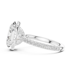 Oval Shaped Lab Diamond Alternative Ring with Micro-Pavé Hidden Halo