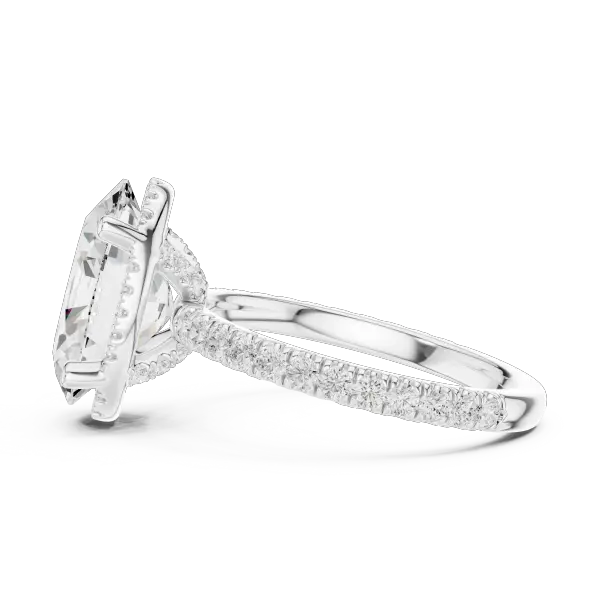 Oval Shaped Lab Diamond Alternative Ring with Micro-Pavé Hidden Halo