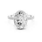 Oval Shaped Lab Diamond Alternative Ring with Micro-Pavé Hidden Halo