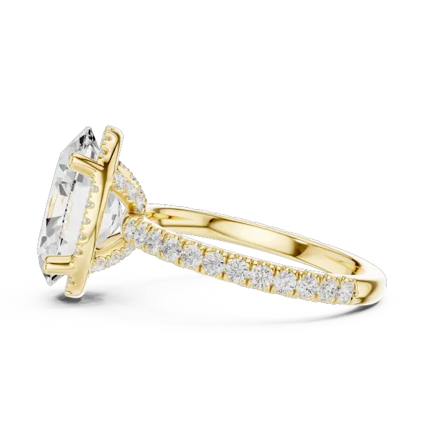 Oval Shaped Lab Diamond Alternative Ring with Micro-Pavé Hidden Halo