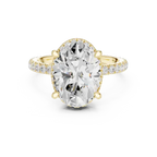 Oval Shaped Lab Diamond Alternative Ring with Micro-Pavé Hidden Halo