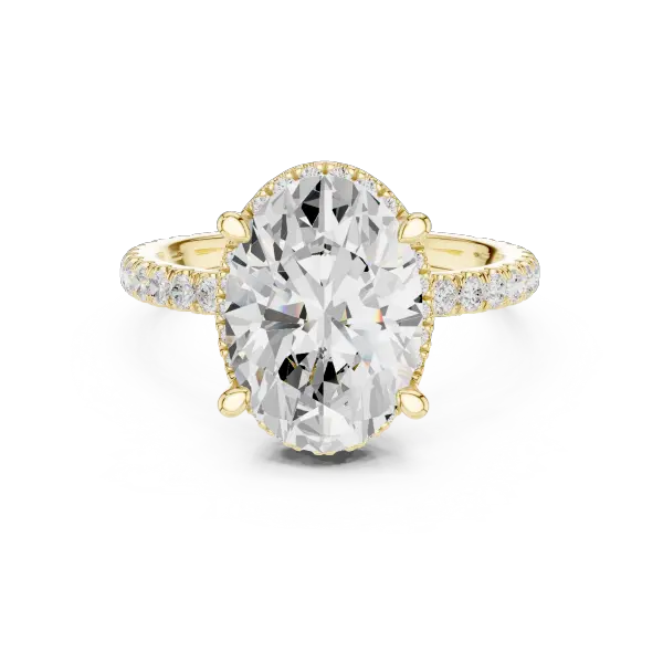 Oval Shaped Lab Diamond Alternative Ring with Micro-Pavé Hidden Halo