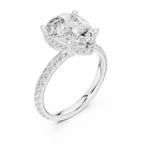 Pear Cut Hidden Halo Engagement Ring with Pavé Band in 14K Yellow Gold