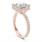 Princess Cut Hidden Halo Engagement Ring with Pavé Band in 14K White Gold