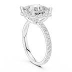 Princess Cut Hidden Halo Engagement Ring with Pavé Band in 14K White Gold