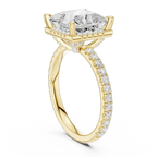 Princess Cut Hidden Halo Engagement Ring with Pavé Band in 14K White Gold