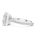 Princess Cut Hidden Halo Engagement Ring with Pavé Band in 14K White Gold