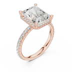 14K White Gold Radiant Cut  Ring with Delicate Hidden Halo Detail