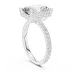 14K White Gold Radiant Cut  Ring with Delicate Hidden Halo Detail