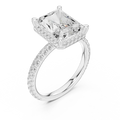 14K White Gold Radiant Cut  Ring with Delicate Hidden Halo Detail