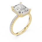 14K White Gold Radiant Cut  Ring with Delicate Hidden Halo Detail