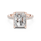 14K White Gold Radiant Cut  Ring with Delicate Hidden Halo Detail