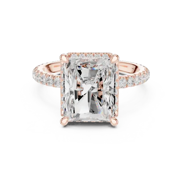 14K White Gold Radiant Cut  Ring with Delicate Hidden Halo Detail