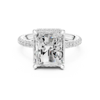 14K White Gold Radiant Cut  Ring with Delicate Hidden Halo Detail