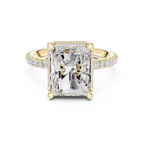 14K White Gold Radiant Cut  Ring with Delicate Hidden Halo Detail