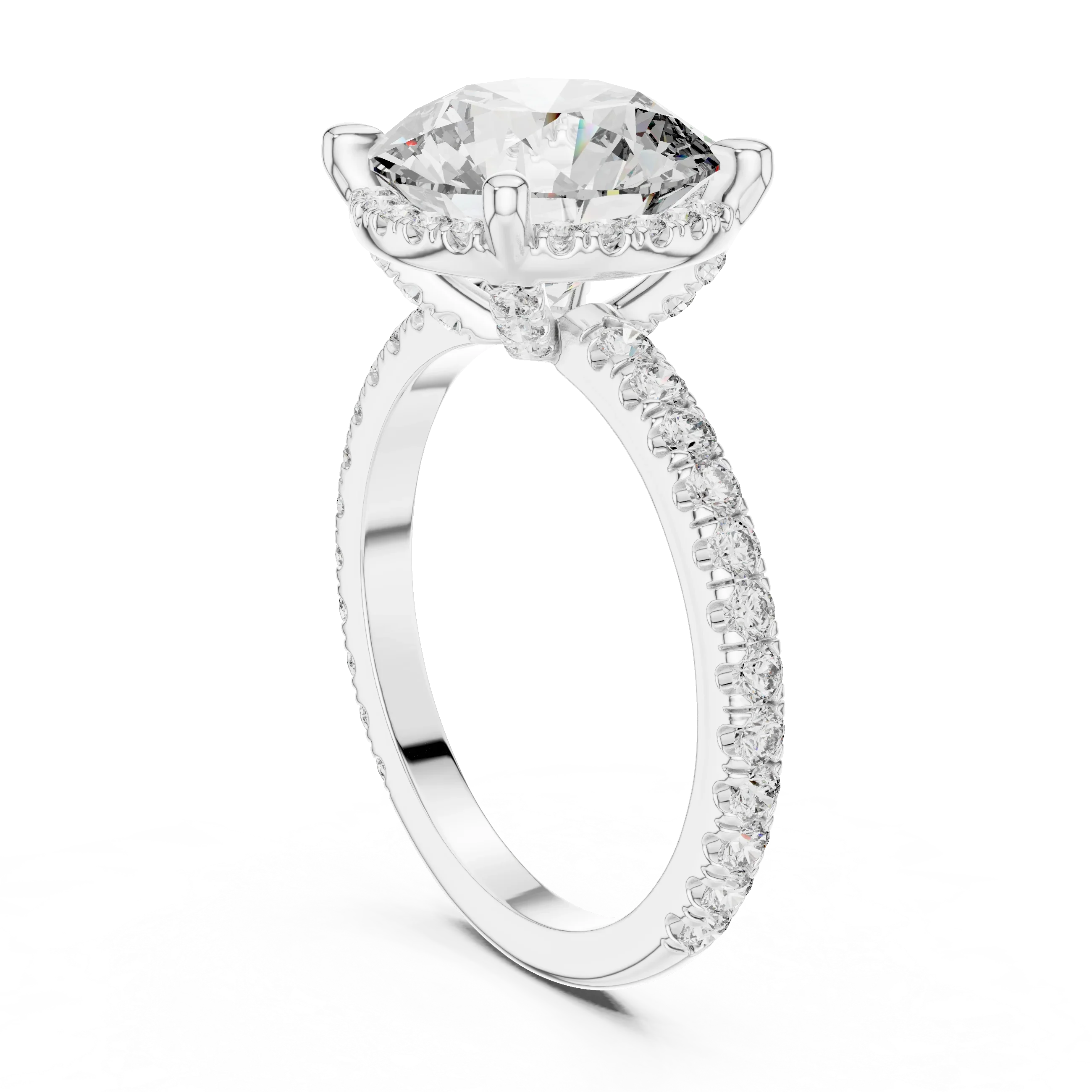 925 Silver Round Moissanite Engagement Ring