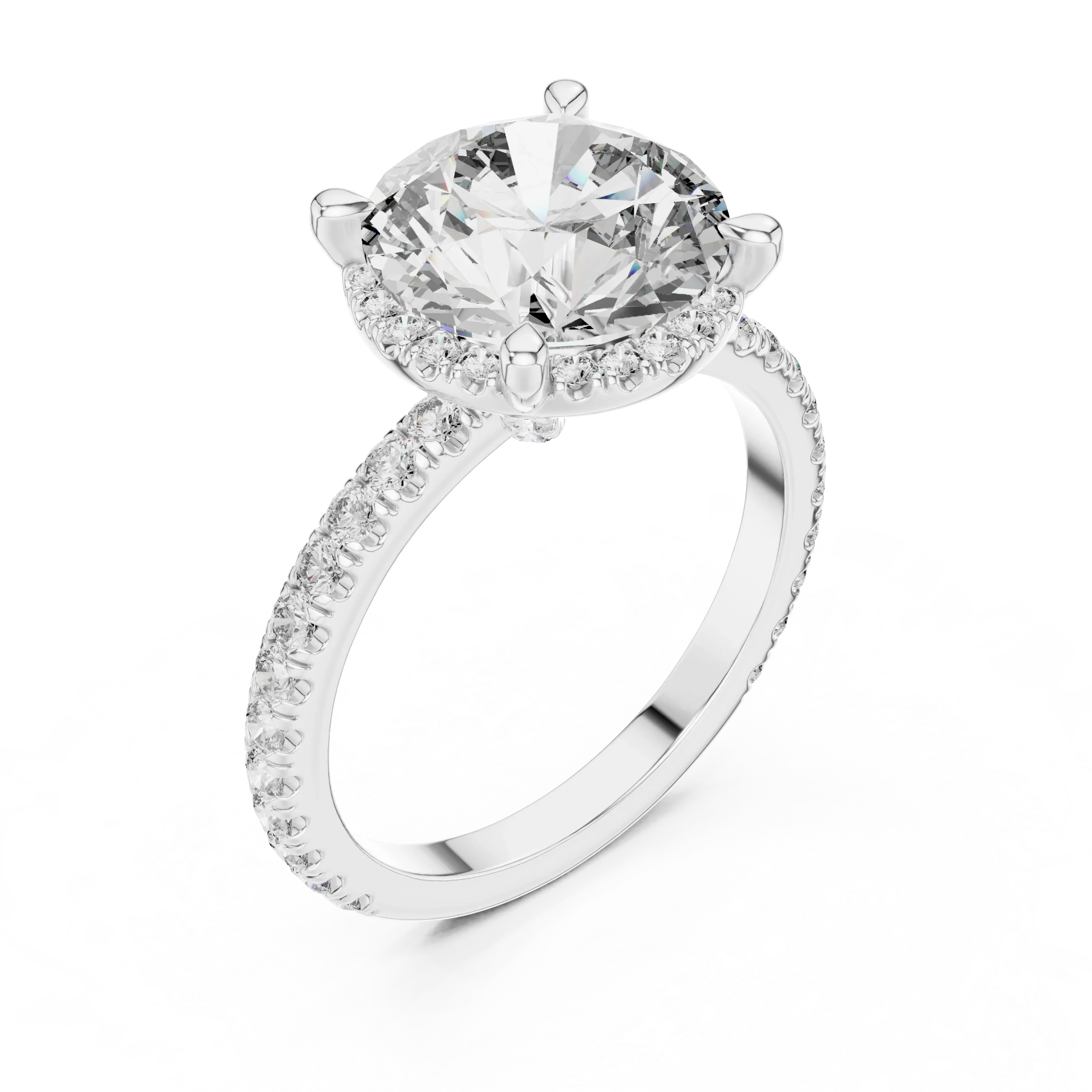 925 Silver Round Moissanite Engagement Ring