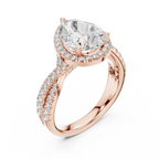 Halo Pear Lab Diamond Engagement Ring 3.16 CT Twisted Band