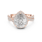 Halo Pear Lab Diamond Engagement Ring 3.16 CT Twisted Band