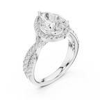 Halo Pear Lab Diamond Engagement Ring 3.16 CT Twisted Band