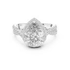 Halo Pear Lab Diamond Engagement Ring 3.16 CT Twisted Band