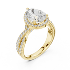 Halo Pear Lab Diamond Engagement Ring 3.16 CT Twisted Band