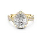 Halo Pear Lab Diamond Engagement Ring 3.16 CT Twisted Band