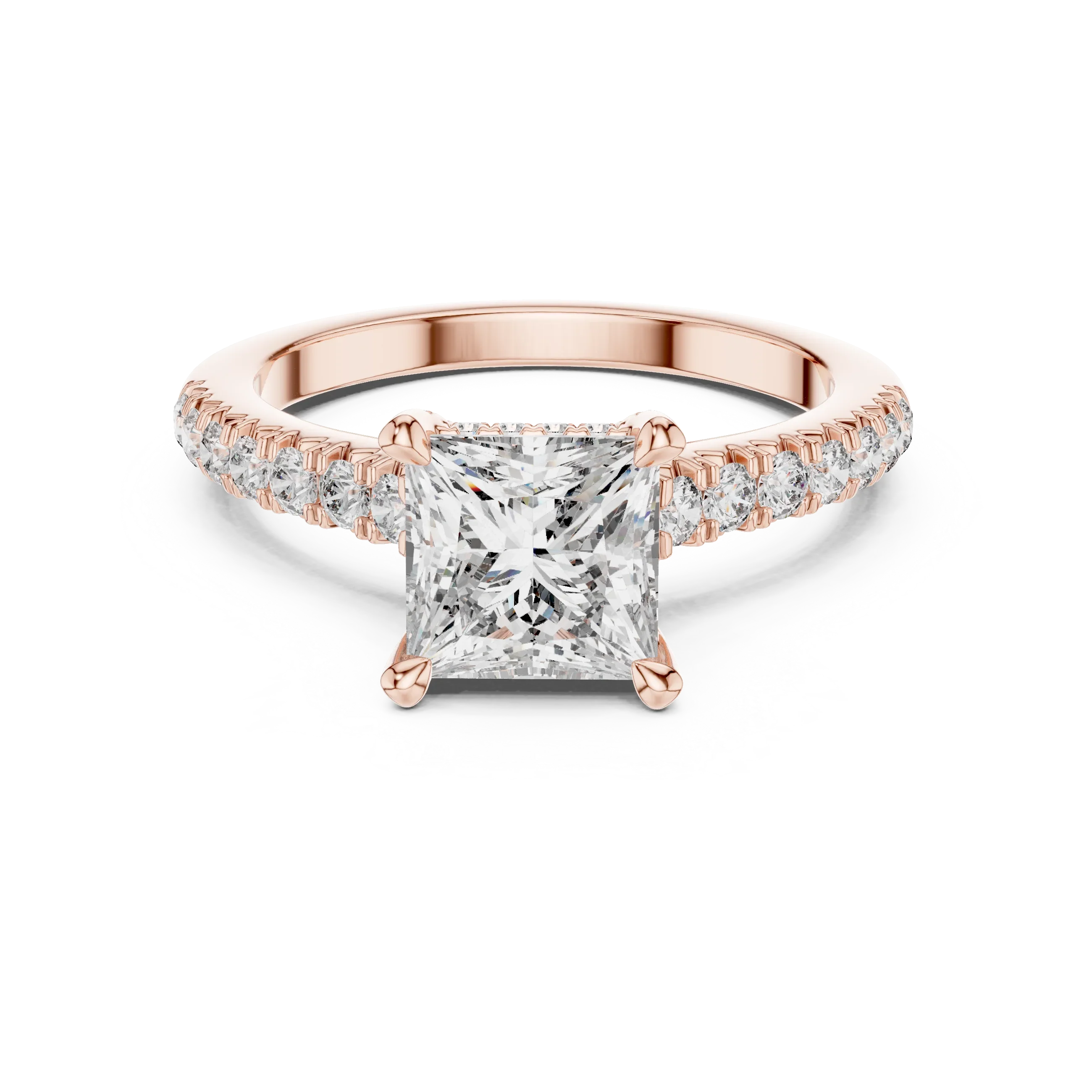 14K Gold Princess Cut Handcrafted VVS1 Lab Grown Engagement Ring 2.25 CT