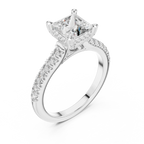 14K Gold Princess Cut Handcrafted VVS1 Lab Grown Engagement Ring 2.25 CT