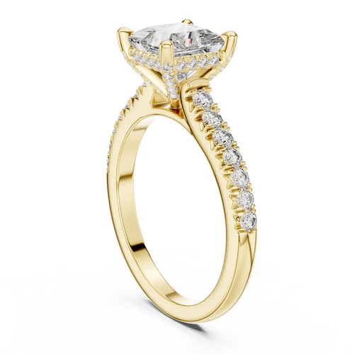 14K Gold Princess Cut Handcrafted VVS1 Lab Grown Engagement Ring 2.25 CT
